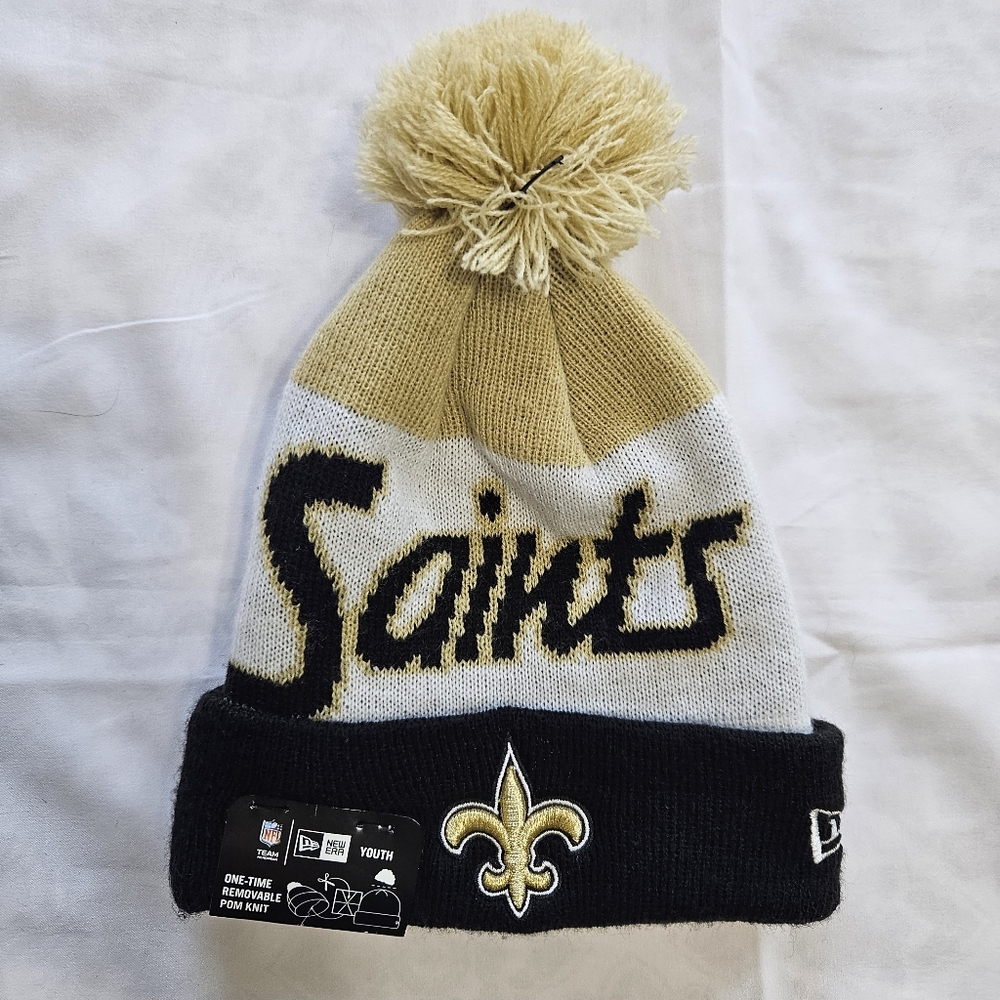 New Orleans Saints NFL New Era Youth Pom Beanie Hat Knit
